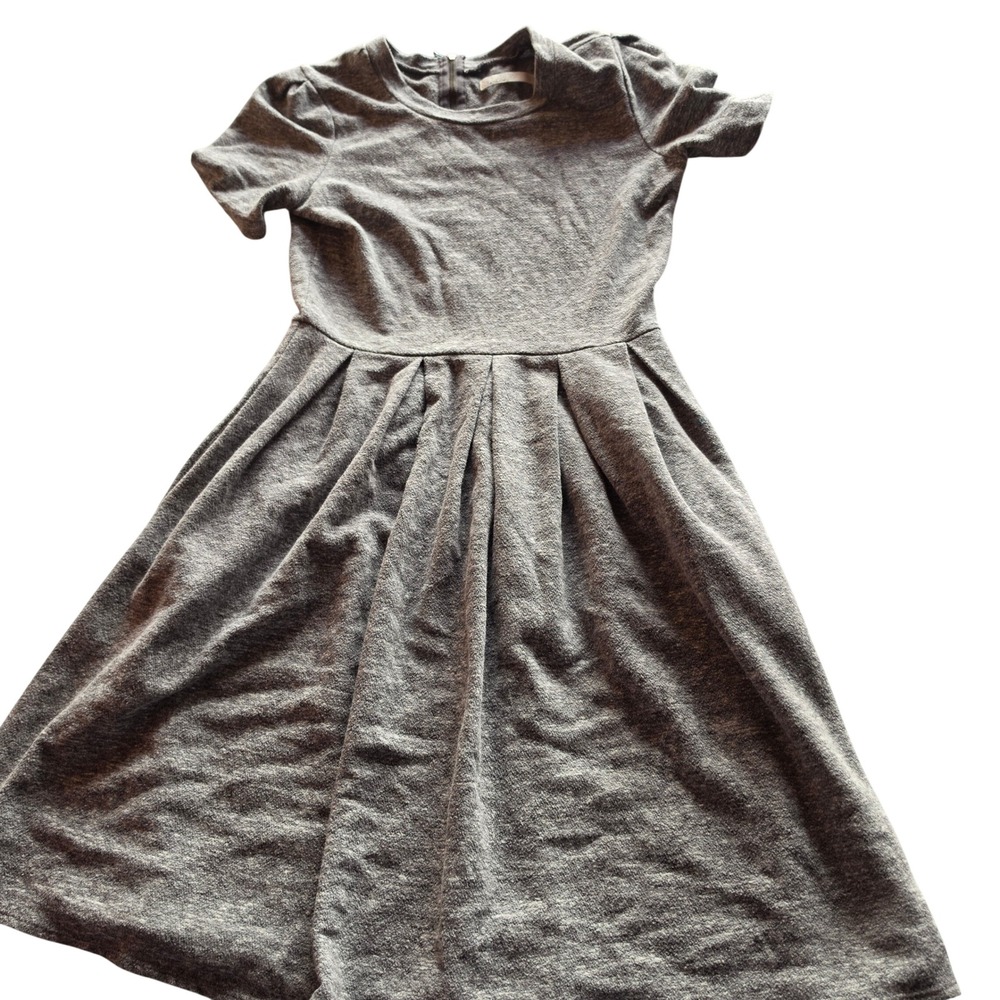 Hi-Line Womens Gray Heathered Fit and Flare Short Sleeve Mini Dress Size XS